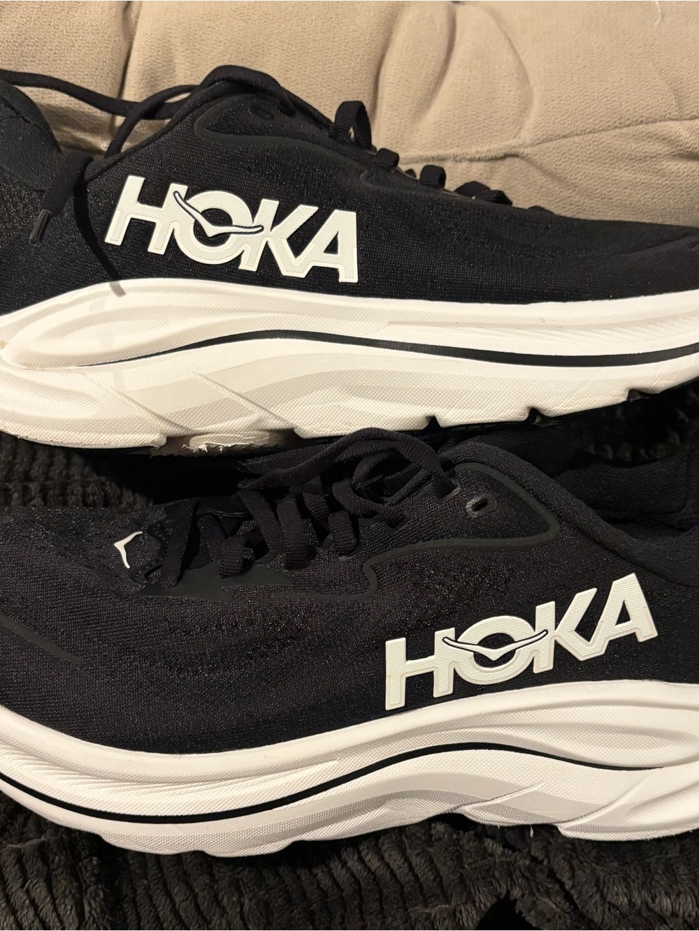 Hoka One One Black and White Men's Performance Sneakers